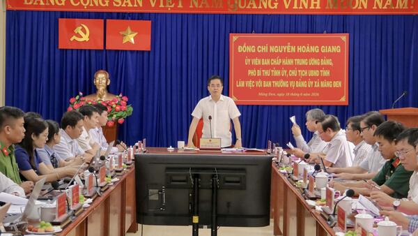 Chủ tịch Vx88 com nhà cái World Cup 2026 tỉnh Nguyễn Hoàng Giang chủ trì làm việc với Ban Thường vụ Đảng ủy xã Măng Đen